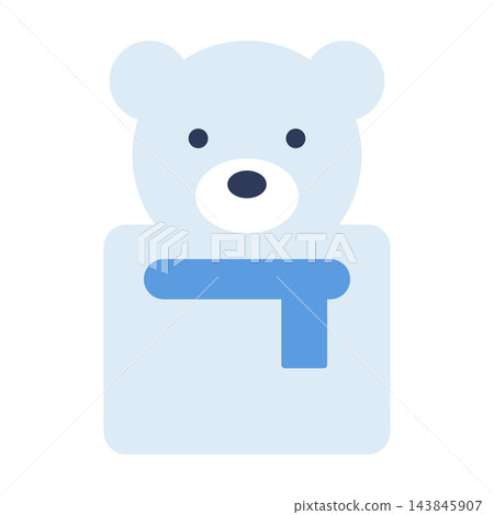 Cute polar bear with blue scarf, arctic winter animal character clipart isolated on white 143845907