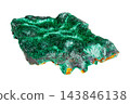 Vibrant green malachite crystal specimen with rich banding patterns isolated on white background 143846138