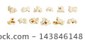 Popcorn pieces set isolated on white background macro collection 143846148