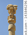 Persepolis, near Shiraz, Iran, the capital of the Achaemenid Persian Empire, the pillars of the Hall of a Hundred Columns (Throne Room). 143846296