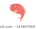 躍起的鯛魚向量圖 143847064