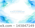 Blue Aqua Watercolor Background with Cloudlike Organic Washes Blue Aqua Watercolor Background with Cloudlike Organic Washes 143847149