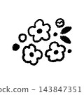 簡單的手繪線條花卉插圖 143847351