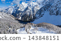 Aerial View Winter Mountain Road Vrsic Pass Triglav Slovenia 143848151