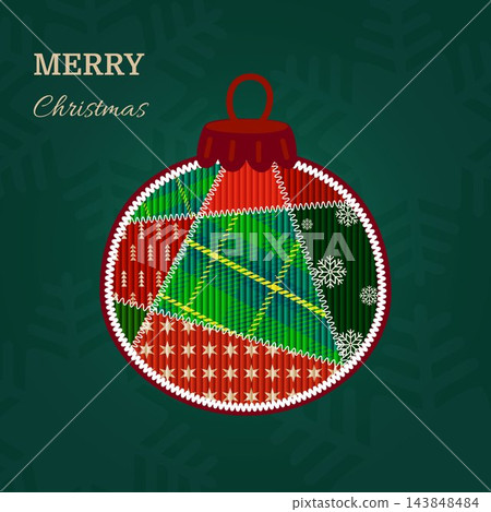 A Christmas bauble composed of patterned fragments that imitate the techniques of patchwork and fabric appliqu . A Christmas bauble composed of patterned fragments that imitate the techniques of patchwork and fabric appliqu . 143848484