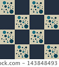 Seamless geometric square and polka-dot pattern. Suitable for wrapping paper, invitations, and greeting cards. 143848493