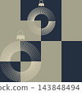 Seamless geometric pattern with stylized Christmas ornaments. Suitable for wrapping paper, invitations, and greeting cards. 143848494