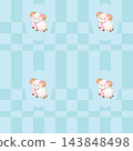Seamless striped pattern featuring a cute sheep symbol of the New Year in pastel tones. Suitable for textiles, packaging, invitations, and greeting cards. 143848498