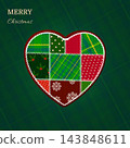 A heart crafted from patterned fabric pieces, imitating the patchwork technique. A Christmas appliqu . 143848611