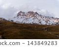 Mountain range with snow covered peaks 143849283