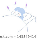 一幅描繪女子熟睡的插圖，周圍瀰漫著薰衣草的香氣。 143849414