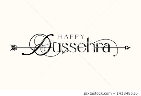 Happy Dussehra logo design. Dussehra Typography banner isolated on white background. Vector illustration Ram Navami text for Indian festival 143849516