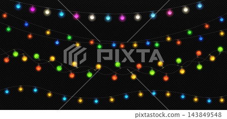 Glowing garlands with colored light bulbs Glowing garlands with colored light bulbs 143849548
