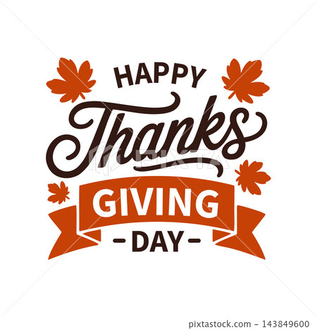 Happy Thanksgiving Day typography badge with ribbon Happy Thanksgiving Day typography badge with ribbon 143849600