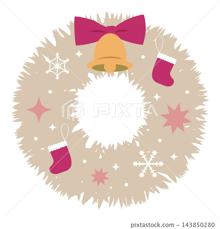 Illustration of Christmas wreath and winter ornaments 143850280