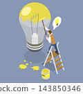 3D Isometric Flat Vector Illustration of Creative Idea, Initiatives To Promote Innovation In Workplace Productivity. 143850346