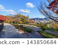 Autumn scenery of the Lake Biwa Canal (Yamashina Canal) and autumn leaves in Kyoto, at Yamashina Observation Plaza. 143850684