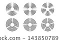 Circular sound waves spread in radial pattern. White background features abstract signal lines forming concentric rings with radar pulse and sonic vibration effect. 143850789