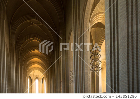 Scandinavian Protestant architecture inside Grundtvigs Church in Copenhagen. Scandinavian Protestant architecture inside Grundtvigs Church in Copenhagen. 143851280