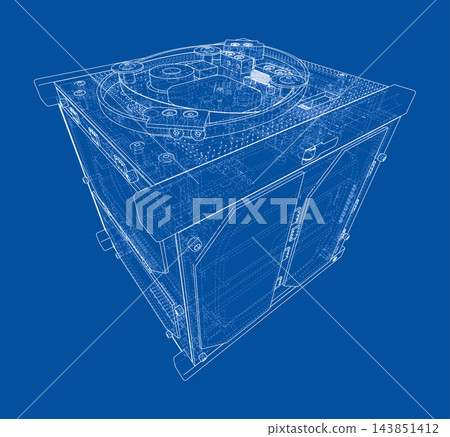 technical blueprint of machinery component. Vector technical blueprint of machinery component. Vector 143851412