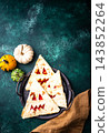 Spooky Halloween taco in shape of jack-o-lantern 143852264