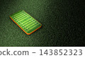 Mobile phone on green grass with American football field layout on screen,3d rendering 143852323
