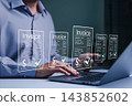 Digital invoice approval and online payment processing concept with verified billing documents, checkmark validation, e-invoice, financial records, accounting workflow, business transaction management 143852602