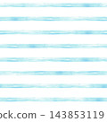 Watercolor blue horizontal stripes and azure brushstroke lines seamless pattern. Hand painted illustration isolated on white geometric background for maritime fabric design, wallpaper, coastal print 143853119