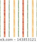 Striped watercolor seamless pattern. Orange, yellow gold, green, terracotta nature coloured abstract stripes. Hand painted on isolated white background illustration. Autumn print for wallpaper design. 143853121