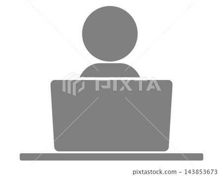 Silhouette of a person working on a computer Silhouette of a person working on a computer 143853673