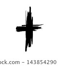 Religious cross painted with a brush. Hand-drawn. Not AI. Vector illustration. 143854290
