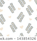 Seamless vector pattern with knitted winter leg warmers and hearts 143854326