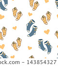 Seamless vector pattern with colorful socks and hearts in hand drawn style 143854327