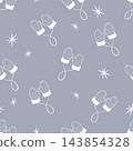 Seamless vector pattern with winter mittens and stars in line art style 143854328