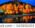 Illuminated mountain of autumn leaves Illuminated mountain of autumn leaves 143856203