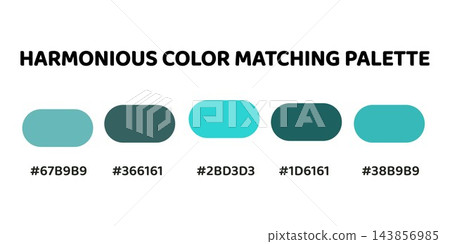 Harmonious color palette with five colors. This palette creates a cohesive and calming look, perfect for aquatic-themed designs. Light Teal, Steel Blue, Turquoise, Teal, Aqua. 51. Harmonious color palette with five colors. This palette creates a cohesive and calming look, perfect for aquatic-themed designs. Light Teal, Steel Blue, Turquoise, Teal, Aqua. 51. 143856985