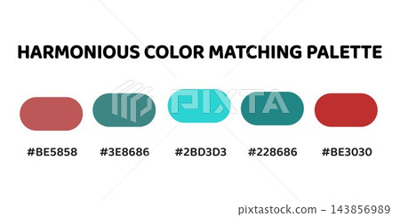 Harmonious color palette with five colors. This palette creates a cohesive and calming look, perfect for aquatic-themed designs. Rose, Teal, Turquoise, Teal, Coral. 55. Harmonious color palette with five colors. This palette creates a cohesive and calming look, perfect for aquatic-themed designs. Rose, Teal, Turquoise, Teal, Coral. 55. 143856989