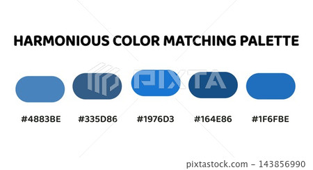 Harmonious color palette with five colors. This palette creates a cohesive and professional look, perfect for corporate branding. Light Steel Blue, Steel Blue, Cerulean, Cobalt Blue, Royal Blue. 56. Harmonious color palette with five colors. This palette creates a cohesive and professional look, perfect for corporate branding. Light Steel Blue, Steel Blue, Cerulean, Cobalt Blue, Royal Blue. 56. 143856990
