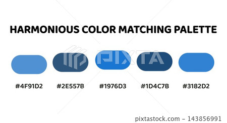 Harmonious color palette with five colors. This palette creates a cohesive and professional look, perfect for corporate branding. Light Steel Blue, Steel Blue, Cerulean, Cobalt Blue, Royal Blue. 57. Harmonious color palette with five colors. This palette creates a cohesive and professional look, perfect for corporate branding. Light Steel Blue, Steel Blue, Cerulean, Cobalt Blue, Royal Blue. 57. 143856991
