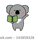 A koala explains by opening a book. 143858328