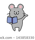 A mouse explaining with a book open. 143858330