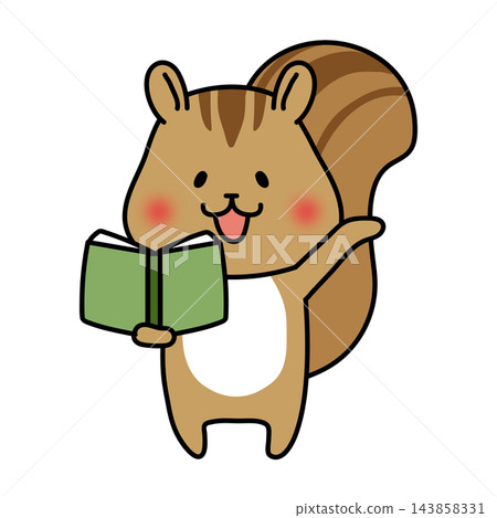 A squirrel opens a book and explains 143858331
