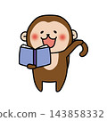 A monkey explaining by opening a book 143858332