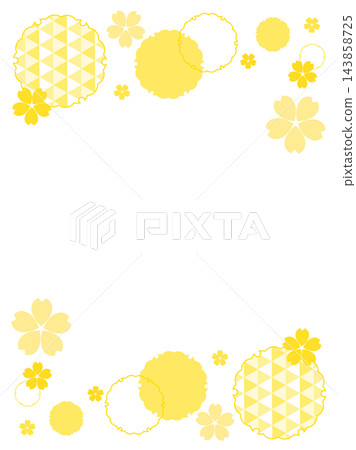 Cute Japanese-style frame, yellow, with copy space. Cute Japanese-style frame, yellow, with copy space. 143858725