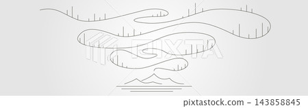 aurora borealis with mountain line art background illustration design 143858845