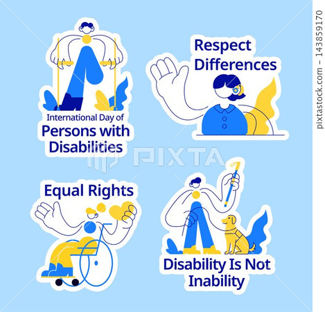 Flat Cartoon Label Illustration for International Day for Persons with Disabilities Social Media Flat Cartoon Label Illustration for International Day for Persons with Disabilities Social Media 143859170