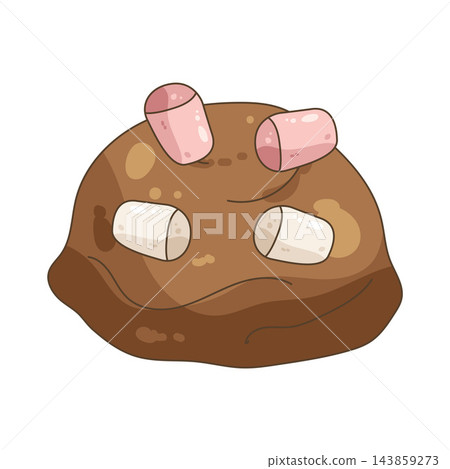 Illustration of chocolate ice cream with marshmallow 143859273