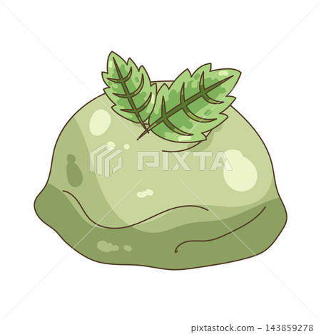 Illustration of mint ice cream with mint leaves Illustration of mint ice cream with mint leaves 143859278
