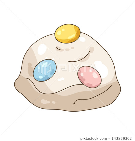 Illustration of vanilla ice cream with candy topping 143859302