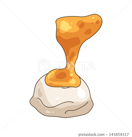 Illustration of caramel drizzled on ice cream 143859317